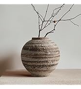 DIF DECO Ceramic Farmhouse Vase Rustic Decor,Pottery Decorative Flower Vases for Home Decor,Boho ...