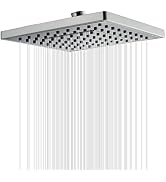 BRIGHT SHOWERS Square Shower Head, 8 Inch High Pressure Rain Shower Head, Angle Adjustable High F...