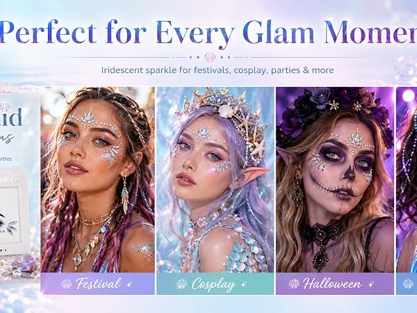 Halloween party festival cosplay face gems jewels