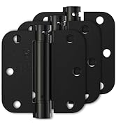 Luxbaro 3 Pack Self Closing Door Hinges 3.5 Inch, Matte Black Spring Loaded Hinges with 5/8'' Rad...