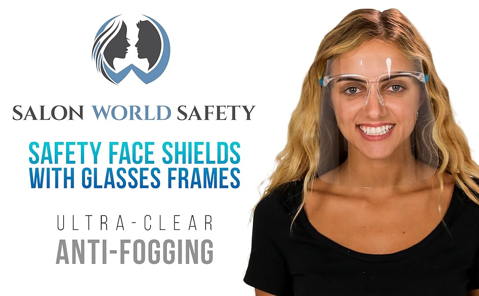 Salon World Safety Face Shields with Glasses Frames