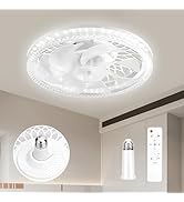 Ceiling Fans with Lights,Socket Fan Light with Remote Control,Dimmable Brightness 3000K-6000K Mem...