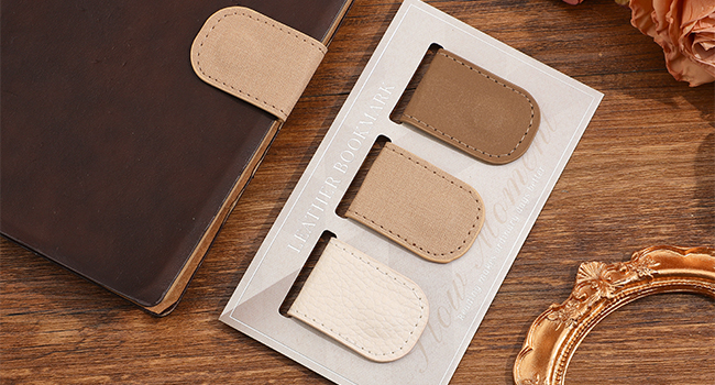 3PCS Magnetic Leather Bookmarks