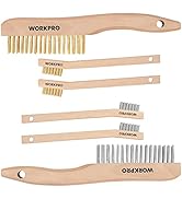 WORKPRO Wire Brush Set, 6 Pcs Brass/Stainless Steel Wire Scratch Brush Set, Small Large Size with...