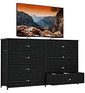 Furnulem Wide Dresser with 8 Fabric Drawers, TV Entertainment Center with Storage for 55'' TV, La...