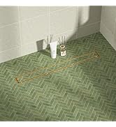 Bernkot Linear Shower Drain 30", Brushed Gold Floor Drain with Tiled Insert Grate &amp; Hair Strainer...