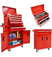 Torin 5-Drawer Rolling Tool Chest: Metal Tool Box with Wheels, Removable Top Tool Box, Liner, Adj...