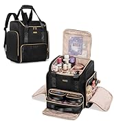 Prokva Large Makeup Backpack with 3 Clear Makeup Bags, Double Layers Professional Makeup Travel C...