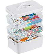Gifhomfix 3-Layer Plastic Craft Organizers and Storage Box with Removable Trays, Storage Containe...