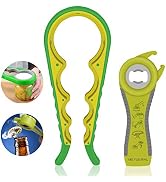 Jar Opener, 5 in 1 Multi Function Can Opener Bottle Opener Kit with Silicone Handle Easy to Use f...