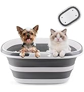 Large Dog Bathtub 35L Collapsible Bucket with Handles &amp; Wheels, Portable Bathtub Shower Bucket fo...