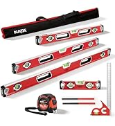 KATA 4-Piece Magnetic Level Set, 16", 24", 32", 48" Aluminum Spirit Levels | Complete Layout Kit ...