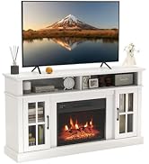 ARLIME 60 Inch Electric Fireplace TV Stand, 23 Inch Fireplace Heater with Mantel, Media Console w...