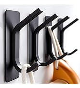 Taozun Adhesive Hooks Black - Towel Hanger Stainless Steel Bathroom Towel Hook, 4 Packs