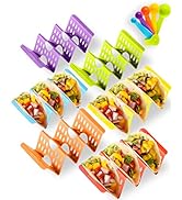 Premium Large Taco Holder Stand, Colorful Holders Set of 6 or 4 for 3 Tacos, Soft or Hard Shell H...