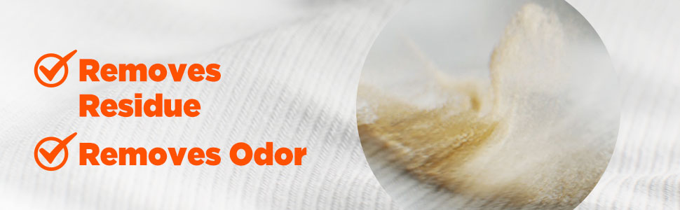 Removed residue, removes odor