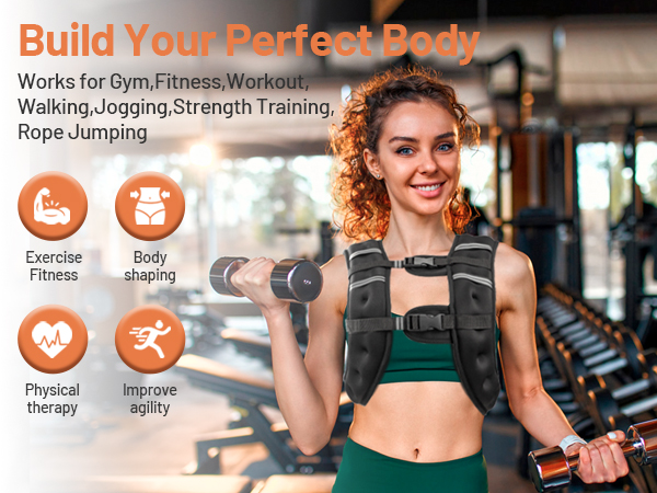 Wolliwa 8 12 20 lbs Adjustable Weight Vest with Reflective Stripe Women Men