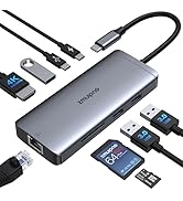 USB C Hub Multiport Adapter, 9-in-1 Laptop USB C Docking Station for Dell/HP Laptop, USB C Dock t...