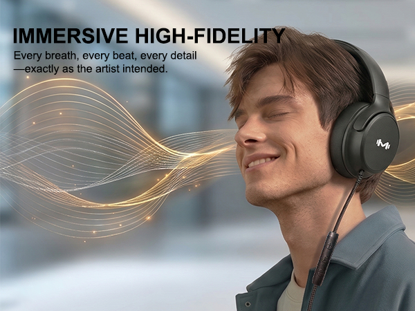 Wired over-ear headphones delivering clear audio and lossless connection.