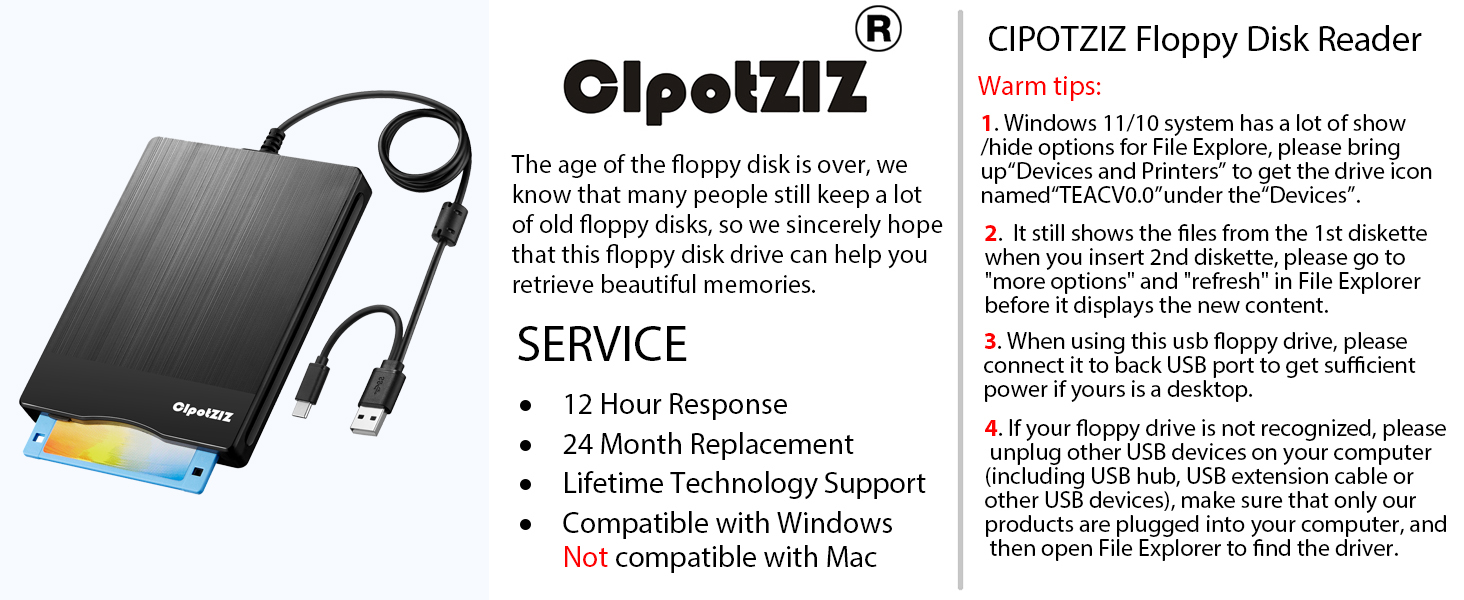 Portable External Floppy Disk Reader