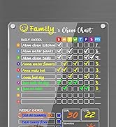 PigPotParty Magnetic Acrylic Chore Chart for Kids Multiple Kids, 12"x 16" Responsibility Chore Ch...