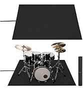 Drum Rug, 4Ftx6Ft Drum Carpet with Non-Slip Grip Bottom Black Drum Floor Mat for Drummers