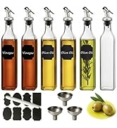 WERTIOO 6 PACK Glass Olive Oil Dispenser Bottle, 17 OZ/500ml Oil Dispenser for Kitchen with 6 Pou...