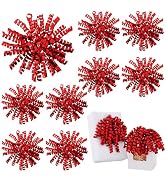 TONIFUL 6 Inch Red Shiny Curly Ribbon Bows 8 Counts Self-Adhesive Gift Bows for Gift Wrapping, Bo...
