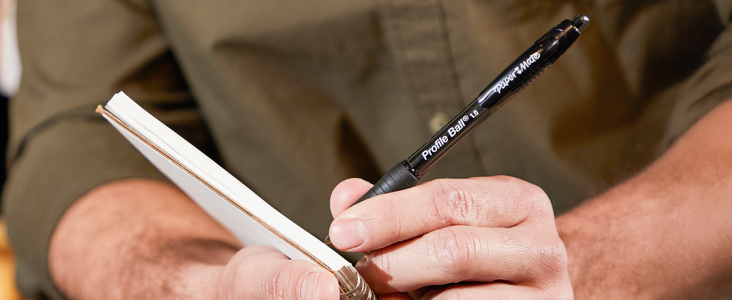 paper mate profile ballpoint pen hand writing notebook list to do black organize home school work