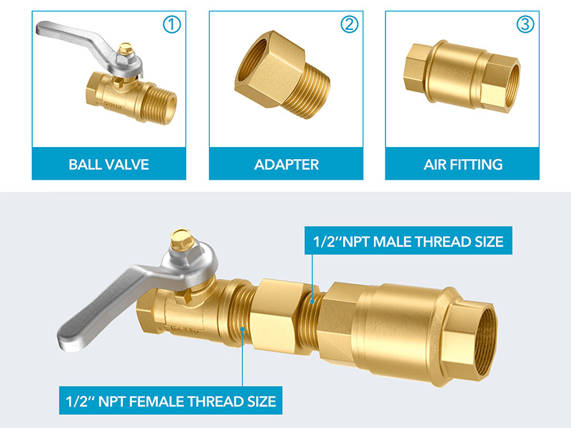 NPT brass pipe fitting 1/2 to 1/2 adapter 