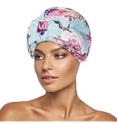 INNELO Luxury Shower Cap for Women Reusable Waterproof, Double Layered Shower Hair Cap with Adjus...