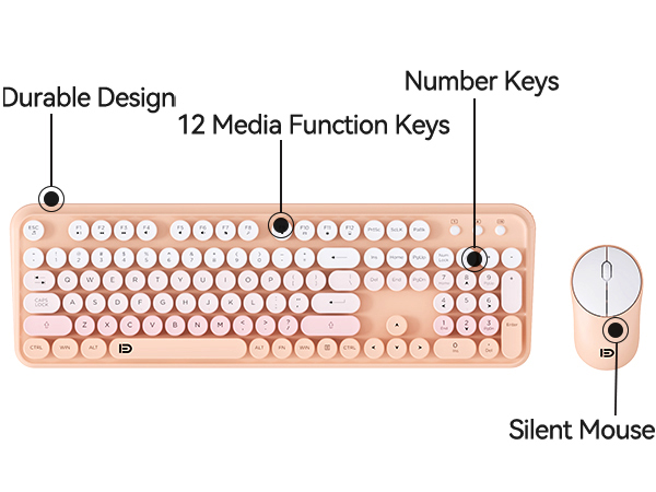 wireless keyboard and mouse combo with 12 multimedia hotkeys