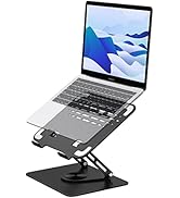 Vaydeer Adjustable Laptop Stand with 360° Rotating Base, Metal Laptop Riser Ergonomic Computer St...