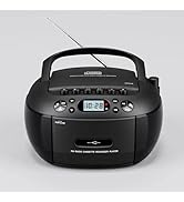 CD Cassette Player, Boombox with CD Player &amp; Cassette Tape Recorder, AM/FM Radio, Bluetooth, USB ...