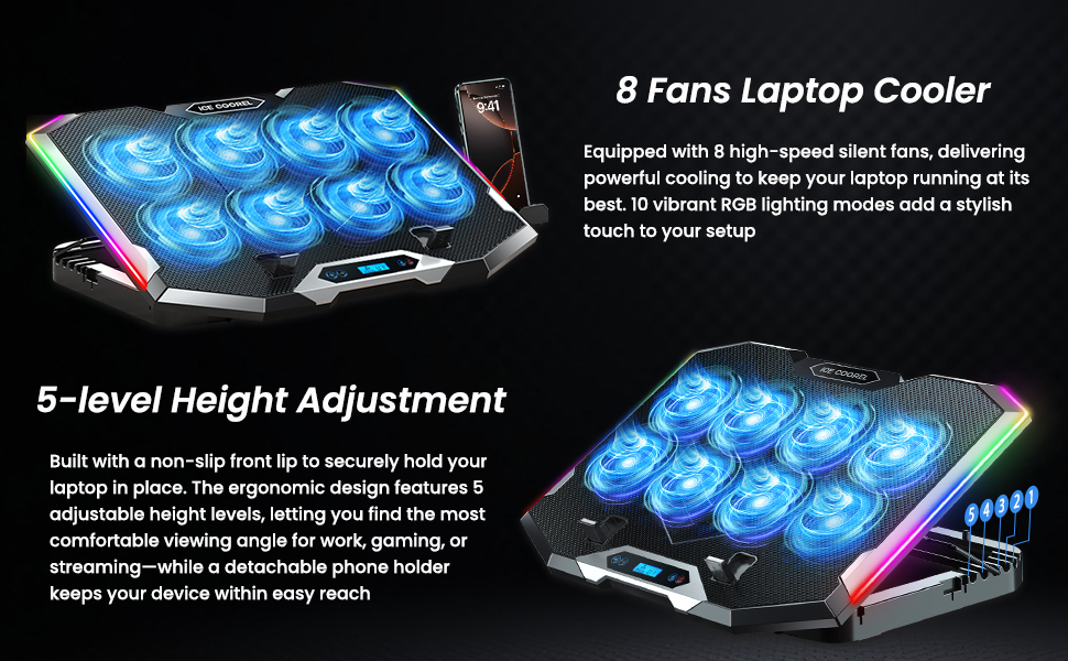 laptop cooling pad 8 fans