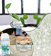 ARSUK Clear Glass Gemstone Beads Vase Fillers (5 LBS) Marble Beads Flat Gems Aquarium Pebbles Vas...