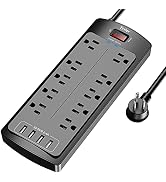 Power Strip with 8 Ft, YINTAR Surge Protector with 10 Outlets and 4 USB Ports, 8 Feet Flat Plug E...