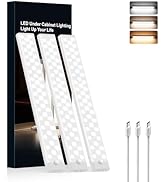 Rihvy 3-Pack Under Cabinet Lighting 8 in Rechargeable Motion Sensor Light Indoor, 3 Color Dimmabl...