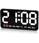 Triangle Plum Large Digital Wall Clock,9.5 Inch,Led Alarm Clock with Big Digits,DST,Dual Alarm,3-...