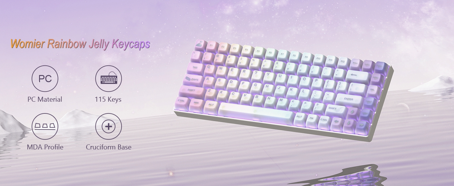Keyboard Keycaps Jelly - Shine Through keycaps, Transparent Clear Key Cap