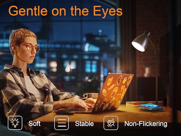 Desk Lamp for Home Office LED Desk Light USB Charging Ports Bedside Table Lamp for Dorm Room