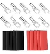 10pcs Sanuke 8 AWG - 1/4" Tinned Copper Wire Lugs Ring Terminals, Marine Grade Battery Cable Ends...