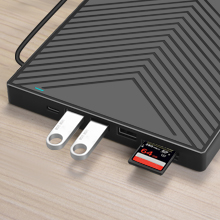 ROOFULL Portable External CD/DVD RW Drive with 2 USB Ports and SD Card Slot
