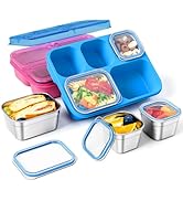 Stainless Steel Snack Containers - 2 Pack, BPA-Free Lunch Bento Box with 5 Compartment, Reusable ...