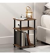 Furinno JUST Night Stand, 3-Tier Turn-N-Tube Nightstand with Charging Station, Bedside Table, End...