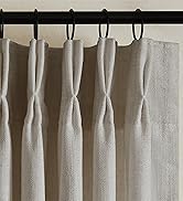 Flax Linen Curtains Pinch Pleated 84 Inch Length 2 Panels for Living Room Bedroom Burlywood Birch...