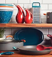 Rachael Ray Get Cooking Stackable Nonstick Pots and Pans, Cookware Set (8 Piece), Red