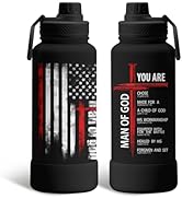 xiiai Man of God Tumbler 34oz, Christian Gifts for Men, Insulated Travel Mug, Leakproof Water Bot...