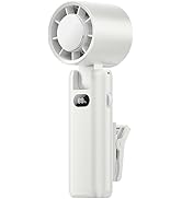 Pwysara Clip-On High Speed Portable Fan with Cooling, 5-Speed Rechargeable Handheld Fan, 180° Fol...