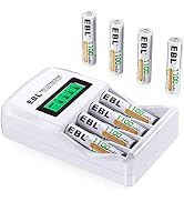 EBL Rechargeable AAA Batteries 1100mAh (8 Counts) with 907 LCD Individual AA/AAA Rechargeable Bat...
